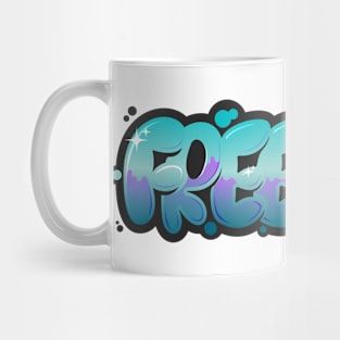 Blue "Freedom" graffiti Mug